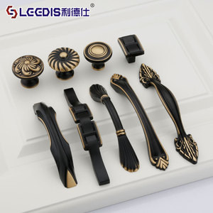 Lcedis Classic Chinese Style Cabinet Handles Brass Drawer Door Hardware Antique Furniture <b>Knobs</b> <b>Black</b> Gold Finish - Product Image 1