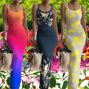 Vente en gros de robe longue moulante sexy décontractée grande taille pour femmes, élégante broderie solide à bretelles, tailles lavables à l'avant pour l'été et l'automne - Product Image 2