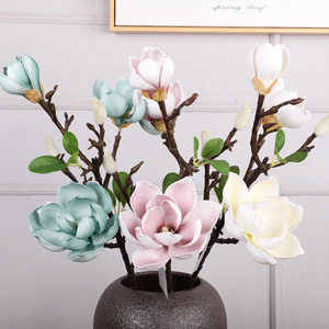 Fleurs artificielles de magnolia en soie, haute simulation, décoration intérieure, décoration de mariage, réutilisables, recyclables - Product Image 1