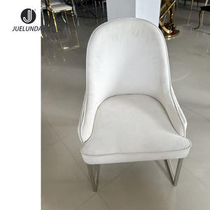 Sillas de comedor de último diseño de acero inoxidable de China, respaldo de León, cómodo cojín grueso, comedor + sillas, silla de comedor de terciopelo <span class=keywords><strong>blanco</strong></span> - Product Image 4