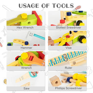 Établi et kit d'outils en bois éducatifs pour enfants jouets de Construction de jeu de simulation en gros - Product Image 5