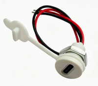 Connecteur USB-C étanche à montage sur panneau, port de charge femelle Type-C rond avec écrou de verrouillage M12, 5V 3A 2P, câble PH2.0, découpe de 12 mm
