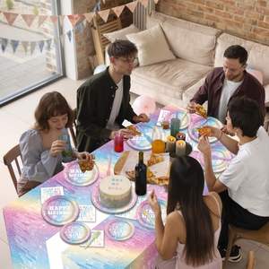 Best Cost Modern Gold Foil Rainbow Pastel Disposable Party Tableware Set Kids Birthday Paper <b>Plates</b> Hot Selling - Product Image 2