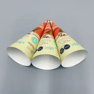 Helado Gelato Waffle Paper Cone Muffin Eco Friendly Custom Printed Paper Cone Sleeve para helado