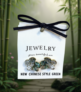 Bellissimi Orecchini Floreali Verdi in Stile Cinese, Gioielli Eleganti da Donna per Feste - Product Image 2