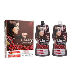 Fabricación Cherry Hair Color Cream 250ml * 2 para uso doméstico Tinte para el cabello de larga duración Fácil de usar 100% Cobertura Cabello blanco