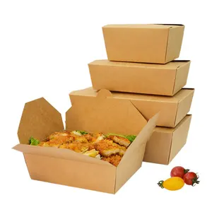 China fabricante ecológico descartável recipiente takeaway papel marrom caixa de comida