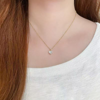Ciondolo in Oro 18K con Diamante Coltivato in Laboratorio, Minimalista, alla Moda, a Tre Griffe, Versatile, Taglio a Cuore, Gioielli Raffinati da Donna, Collana con Ciondolo Charm