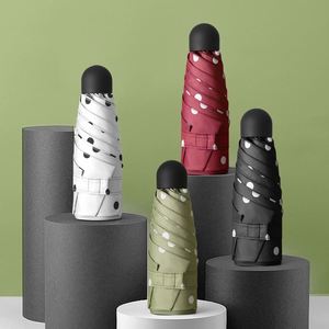 Parapluie de poche mini ultra-léger tendance UPF 50+ à 5 plis et 6 baleines avec revêtement vinyle, style frais, pour femme, soleil, pluie, voyage, usage quotidien, cadeau - Product Image 3