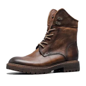 Ботинки Marten из натуральной кожи, дышащие износостойкие мужские ботинки ручной работы из чистой кожи, повседневная обувь