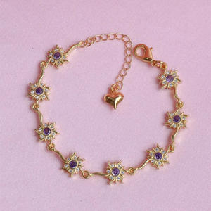 Hongtong, recién llegado, aleación de circón púrpura, flor brillante, lindo, alto pulido, joyería de moda, collar con colgante - Product Image 6