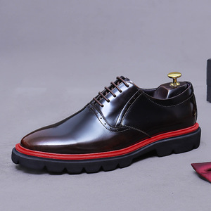 Zapatos de Vestir Casuales de Diseño Original de Lujo con Punta Cuadrada, de Cuero Genuino, Ligeros, Transpirables, Antideslizantes, Talla Grande 46, con Cordones y Suela Gruesa - Product Image 2