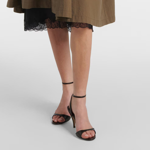 Sandales à talons aiguilles noires minimalistes à bride unique pour femme, bout rond, luxe discret, vente en gros OEM - Product Image 5