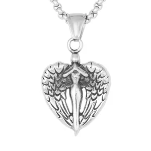 Pingente High Quality Fashion Jewelry Stainless Steel Heart Shape Angel Wing Pendant For Women