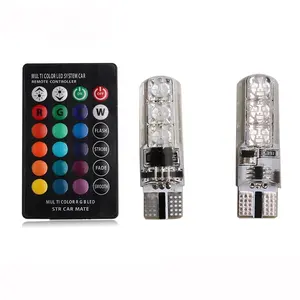 Bohlam Led Mobil Rgb T10 194 W5w, Bola Lampu Led Rgb Berubah Warna T10 W5w Rgb 6 Smd 5050