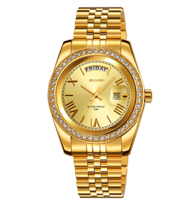 Montres à quartz SKMEI 9419, couleur or, <span class=keywords><strong>bracelet</strong></span> en <span class=keywords><strong>acier</strong></span> inoxydable, montres pour hommes, étanches, montres tendance pour hommes - Product Image 1