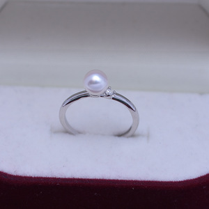 Bague en argent S925 minimaliste à ouverture, avec perle d'eau douce ronde blanche de 6-7 mm, forte luminosité, presque parfaite, pour femmes - Product Image 4