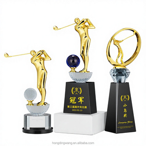 Trophée de <span class=keywords><strong>golf</strong></span> en métal personnalisé avec gravure laser <span class=keywords><strong>sur</strong></span> base noire en verre cristal K9, vente en gros d'usine, pour récompense de compétition - Product Image 3