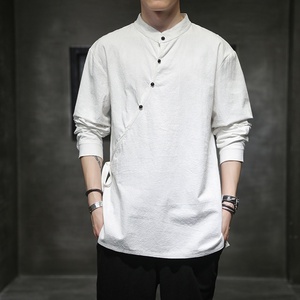 Camicia di canapa da <span class=keywords><strong>uomo</strong></span> <span class=keywords><strong>in</strong></span> stile cinese <span class=keywords><strong>in</strong></span> cotone e <span class=keywords><strong>lino</strong></span> Tang Suit Hanfu Retro Stand-up Collar vestiti Zen Harajuku top <span class=keywords><strong>abbigliamento</strong></span> <span class=keywords><strong>uomo</strong></span> <span class=keywords><strong>abbigliamento</strong></span> - Product Image 3