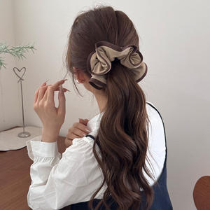 ยางรัดผมสีดำขอบเห็ด ขนาด 14 ซม. แบบเรียบ สำหรับผู้หญิง - Product Image 2