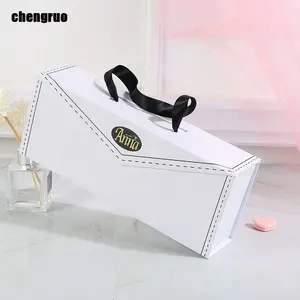 Chengruo Stock pieghevole stile libro chiusura magnetica confezione regalo scatola di carta con manico a nastro per parrucca Skincare