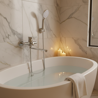 Robinet de Douche Mural Moderne en Acier Inoxydable à 2 Fonctions, Chaud et Froid, avec Douchette Pliante pour Bain et Douche