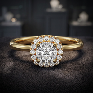 <b>Cushion</b> Cut Center Stone Halo Engagement <b>Ring</b> - Product Image 4