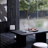 Table basse de salon en bois de style italien, moderne, noire, irrégulière, en forme de nuage, rétro