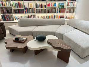 Tavolino <span class=keywords><strong>da</strong></span> Tè Italiano su Misura dal Design Creativo, Impiallacciatura in Noce, Forma a Foglia di Loto, per Soggiorno Moderno e Semplice - Product Image 6