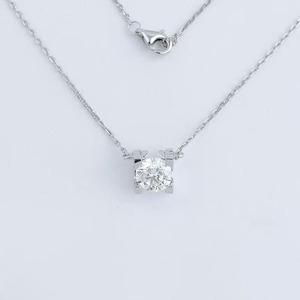 Collar con colgante de diamante cultivado en laboratorio de platino Pt950, diseño de cabeza de toro brillante y sencillo, solitario de cuatro puntas, cadena de moda para mujer - Product Image 2