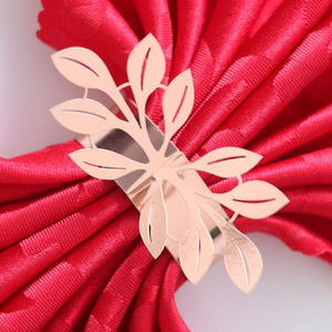50 Stück Goldblätter Serviettenhalter Reflektierende Goldblatt-förmige Papier-Serviettenringe für Dinner-Partys und Festliche Tischdekoration - Product Image 3