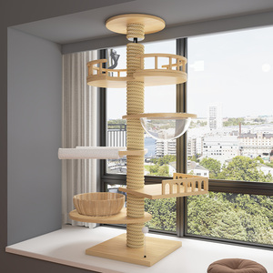 Structure d'escalade pour chat en bois massif moderne et écologique avec hauteur personnalisable, 4 niveaux et <span class=keywords><strong>tour</strong></span> pour chat - Product Image 4