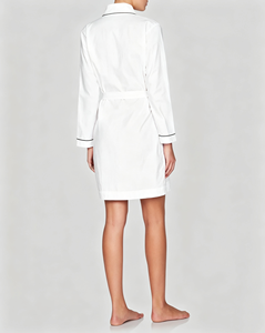 <span class=keywords><strong>Peignoir</strong></span> Kimono Léger et Doux pour <span class=keywords><strong>Femme</strong></span>, 100% <span class=keywords><strong>Coton</strong></span> Biologique Uni, Col en V, Manches Longues, Bordé, Fabrication Usine - Product Image 4
