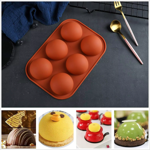 OKSILICONE 6 cavidades semiesfera media cúpula redonda silicona Chocolate <span class=keywords><strong>Teacake</strong></span> bandeja para hornear gelatina pudín hornear Chocolate molde 90g - Product Image 4
