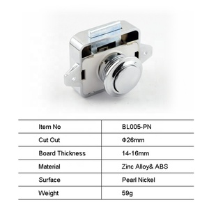 Cerradura de Botón de Aleación de Zinc+ABS, Grado ANSI 3, Cerradura Cilíndrica sin Llave, Pestillo para Muebles de Autocaravanas, Barcos y Caravanas - Product Image 3