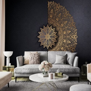 Papier peint bohème noir <span class=keywords><strong>mandala</strong></span>, murale zen yoga - Product Image 4