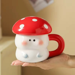 Tasse à café en céramique peinte à la main de grande capacité avec poignée et couvercle Personnalité Cadeau d'<span class=keywords><strong>anniversaire</strong></span> Tasse à eau - Product Image 6