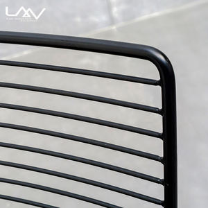 Chaise de salle à manger en fil de métal, chaise en maille avec siège en cuir pu, design moderne, ber toia jardin café restaurant, fer, matériau en acier massif - Product Image 5