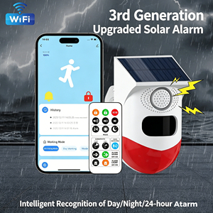 120dB Solar WiFi Siren Alarm Motion <b>Sensor</b> Detector Outdoor Waterproof Security Strobe <b>Light</b> System Support App Connect - Product Image 1