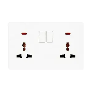 High quality UK standard double switched double socket outlet 250V 13A electric wall socket sockets and switches electrical