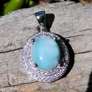 Alta calidad hermosa 2.0ct azul Natural Larimar anillo, colgante de joyería de plata natural larimar colgante/larimar República Dominicana - Product Image 3