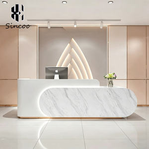 Mostrador de Recepción Moderno para Salón de Belleza de Lujo, con Acabado en Pintura Horneada, Diseño Curvo, para Peluquería, Spa y Tienda - Product Image 1