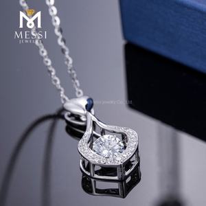 Collier en or blanc 18 carats avec moissanite de 1 carat, pendentif en moissanite pour femme, bijoux Messi - Product Image 3
