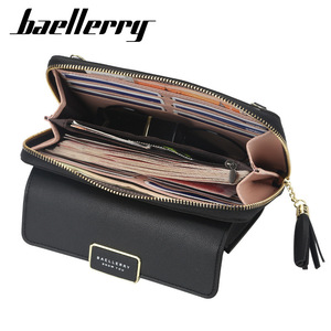 กระเป๋าสตางค์ใบยาวสำหรับผู้หญิงแบรนด์ Baellerry ทำจากหนัง PU พร้อมซิปและสายสะพาย สีชมพู - Product Image 5