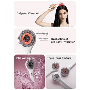 Sisir listrik minyak esensial pijat kulit kepala, sisir pemijat kepala EMS getaran cahaya merah untuk pertumbuhan rambut - Product Image 4