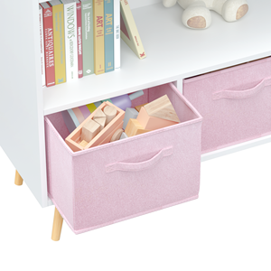 Organiseur de rangement pour enfants en bois <span class=keywords><strong>à</strong></span> 3 tiroirs avec bacs en tissu pliables, <span class=keywords><strong>bibliothèque</strong></span> et <span class=keywords><strong>coffre</strong></span> <span class=keywords><strong>à</strong></span> jouets pour salle de jeux - Product Image 6
