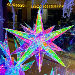 Ornements de Noël personnalisés en forme d'étoile irisée, lumières étanches IP65 pour centres commerciaux, hôtels, événements, projets de décoration suspendus pour les fêtes - Product Image 1