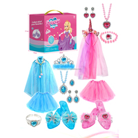 Coffrets Cadeaux Princesse : Accessoires de Déguisement pour Fête, Couronne, Baguette Magique, Cape Pailletée, Robe de Princesse pour Jeux de Déguisement Filles