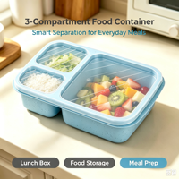 Boîtes alimentaires portables jetables écologiques non toxiques sans BPA en plastique PP pour micro-ondes, réutilisables, en paille de blé, avec compartiments