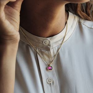 Collana <span class=keywords><strong>con</strong></span> ciondolo <span class=keywords><strong>solitario</strong></span> JCA rettangolo Birthstone <span class=keywords><strong>con</strong></span> catena a scatola - Product Image 2